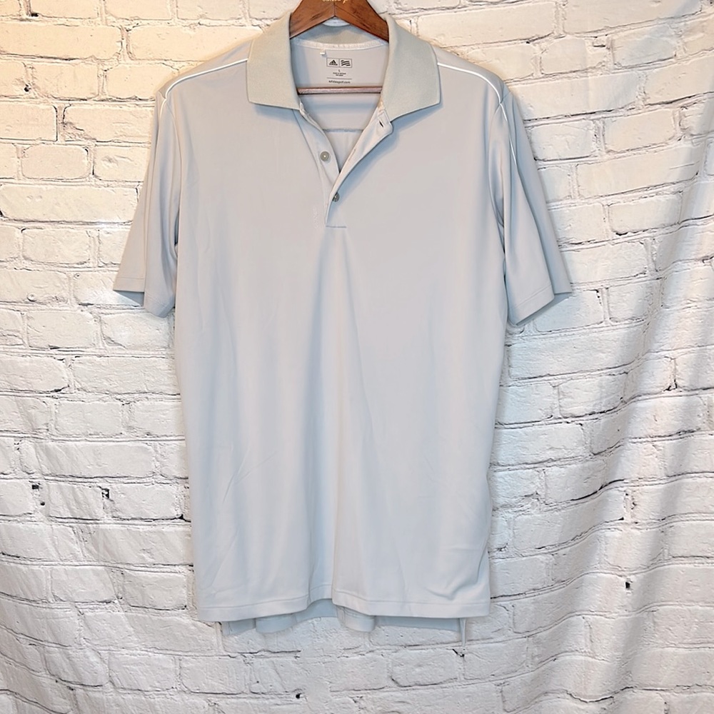 Adidas Gray Athletic Short Sleeve Polo Shirt Size Large Excellent Condition